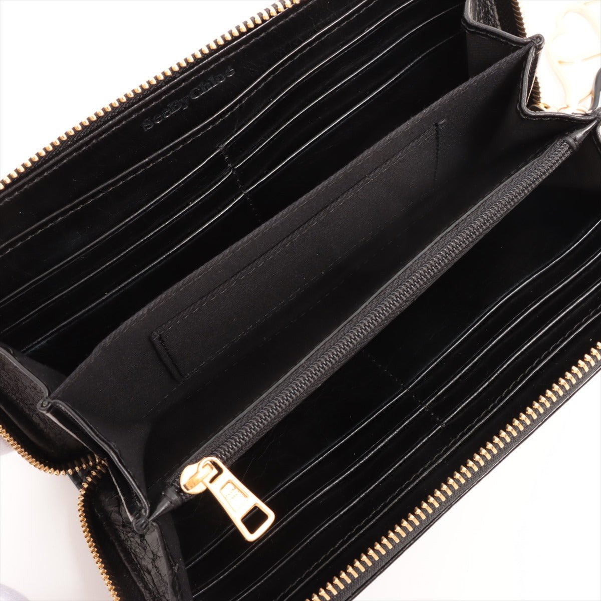 See by Chloe Round-Zip Black Leather Wallet