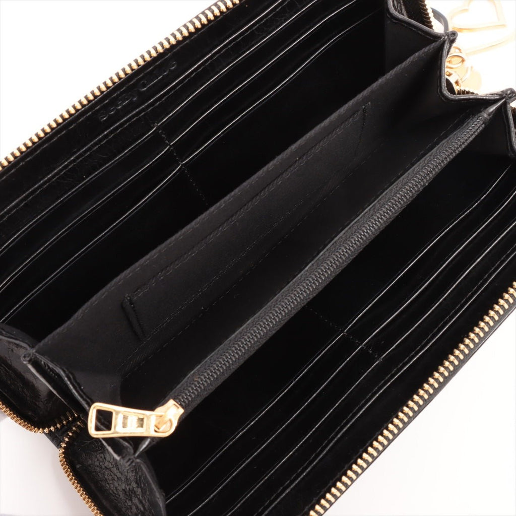 See by Chloe Round-Zip Black Leather Wallet