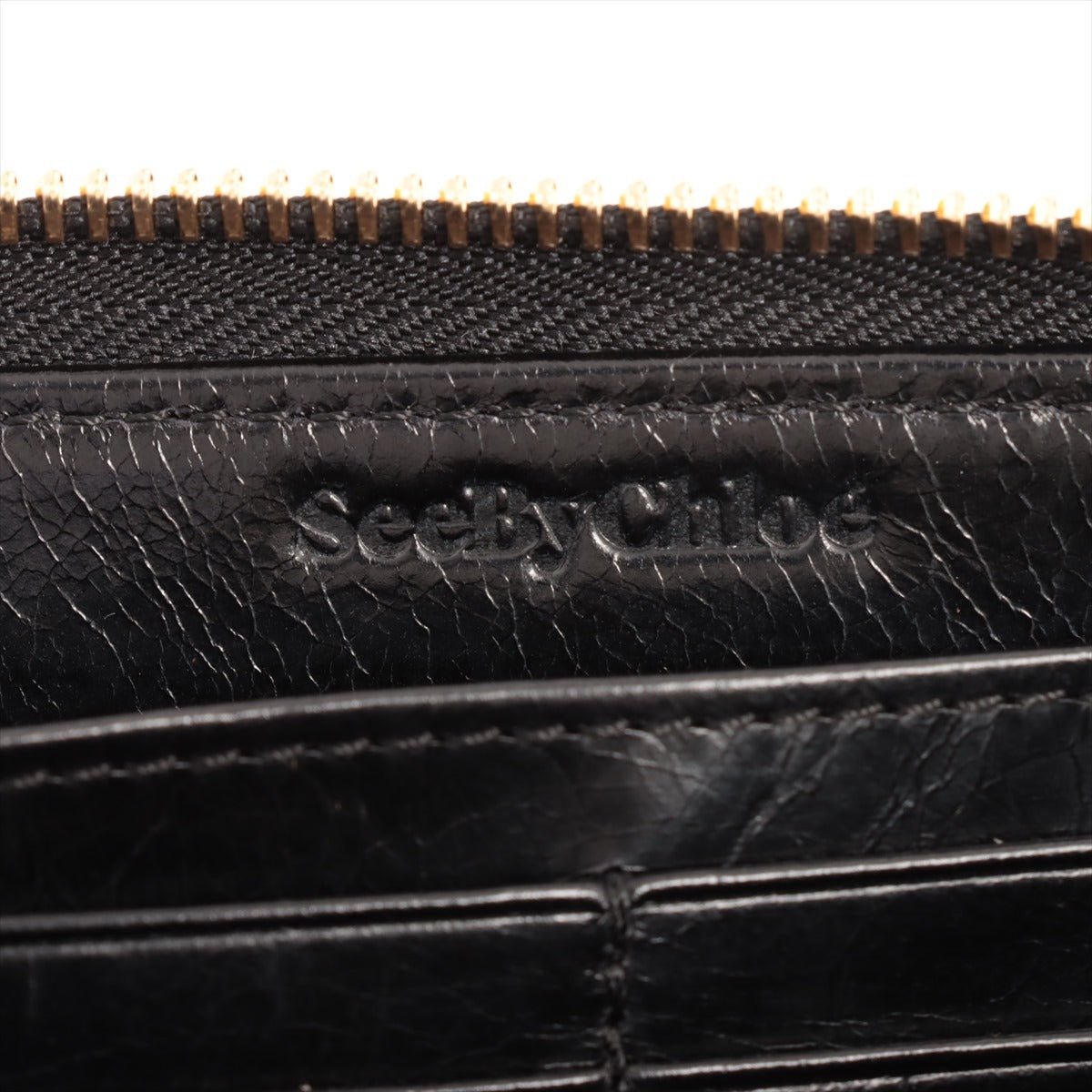 See by Chloe Round-Zip Black Leather Wallet