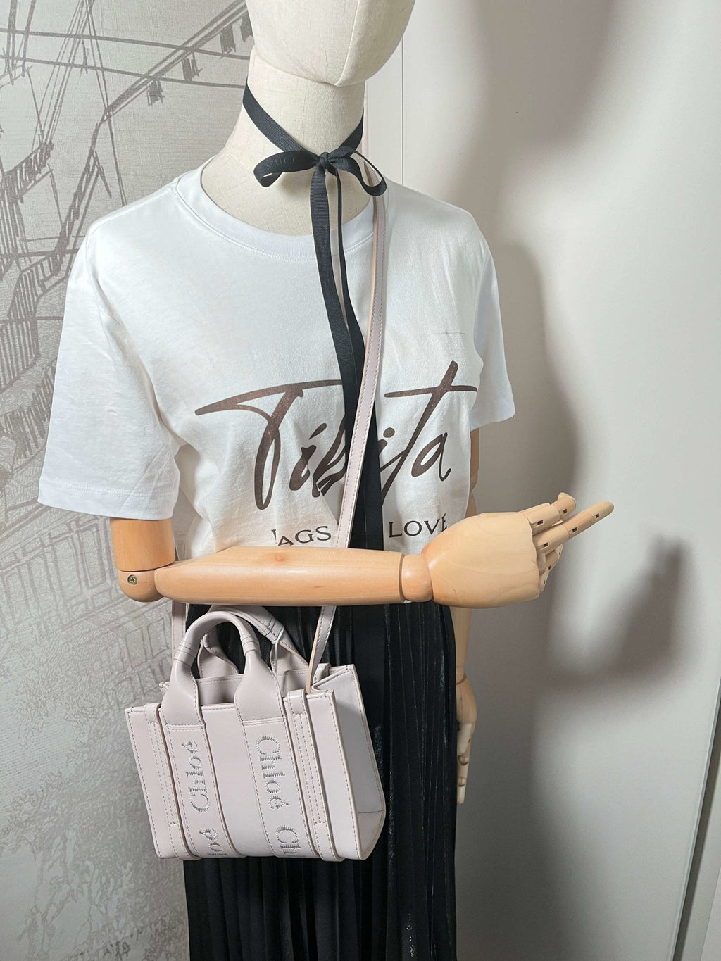 Woody Mini Leather Pink 2-Way Tote Bag