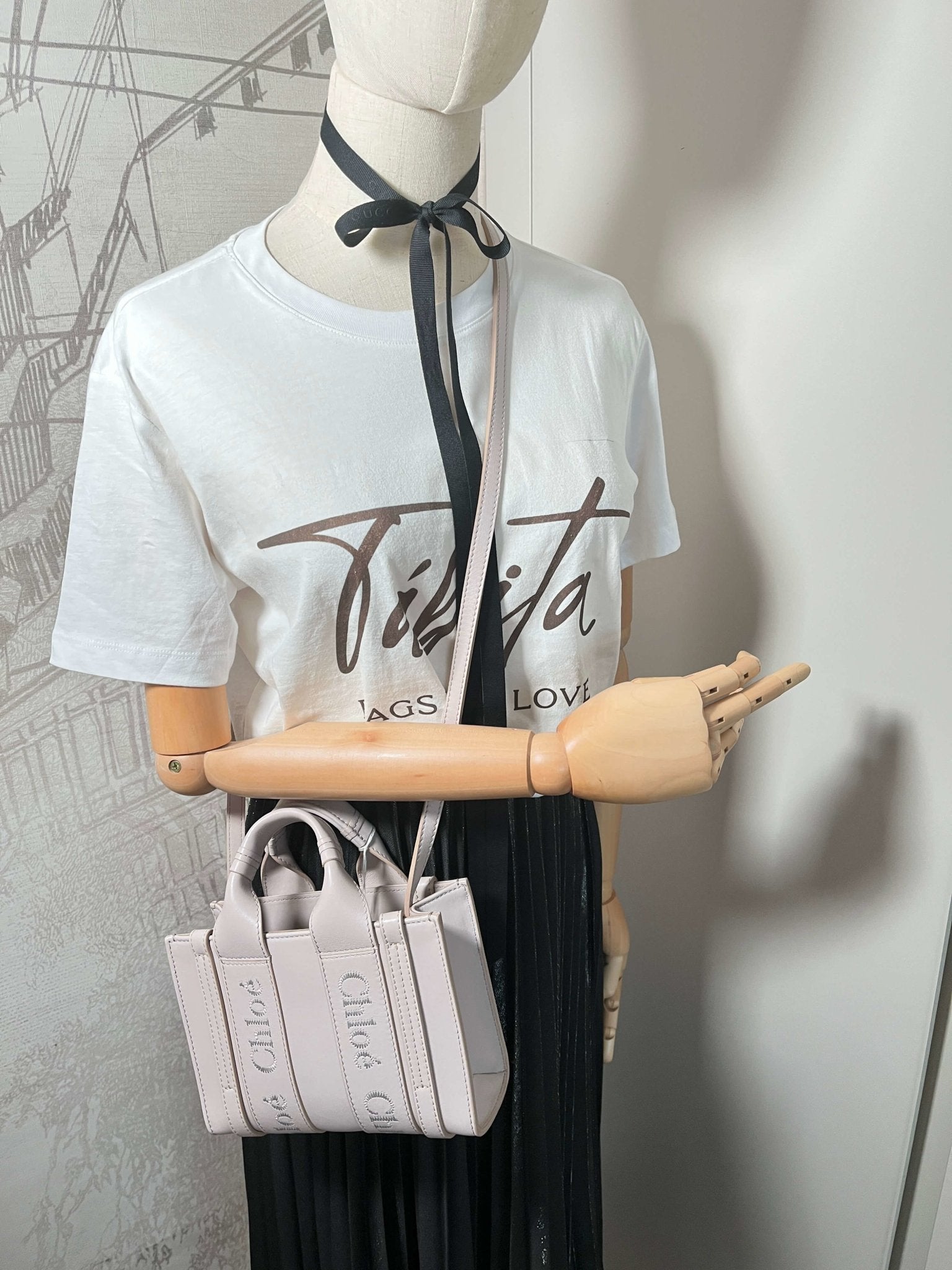Woody Mini Leather Pink 2-Way Tote Bag