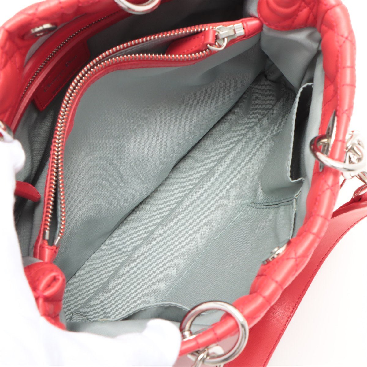 Cannage Tote in Red Leather