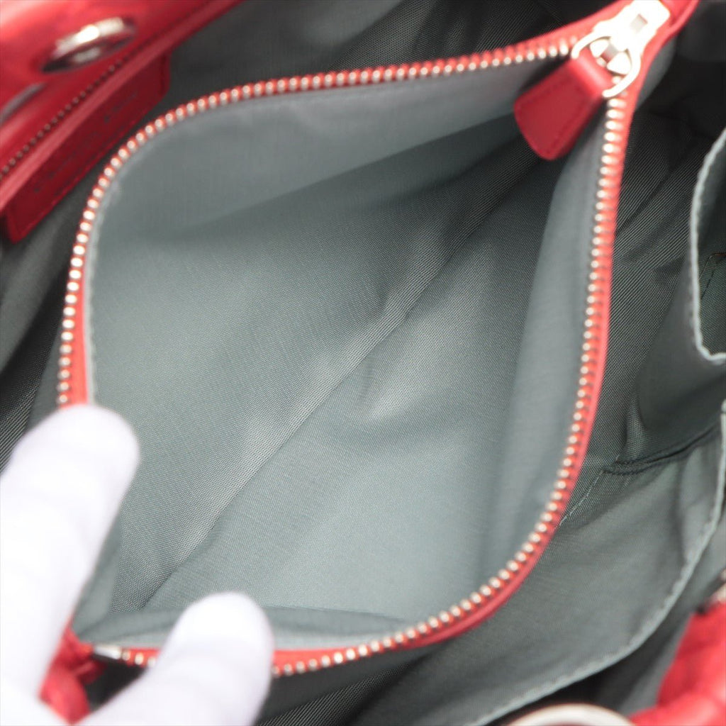 Cannage Tote in Red Leather