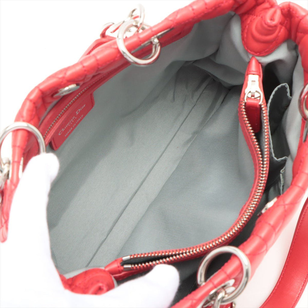 Cannage Tote in Red Leather