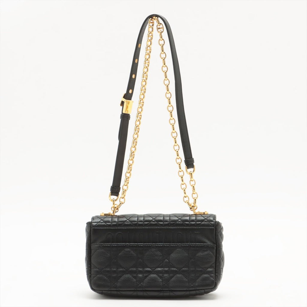 Caro Cannage Small Leather 2-Way Chain Bag Black