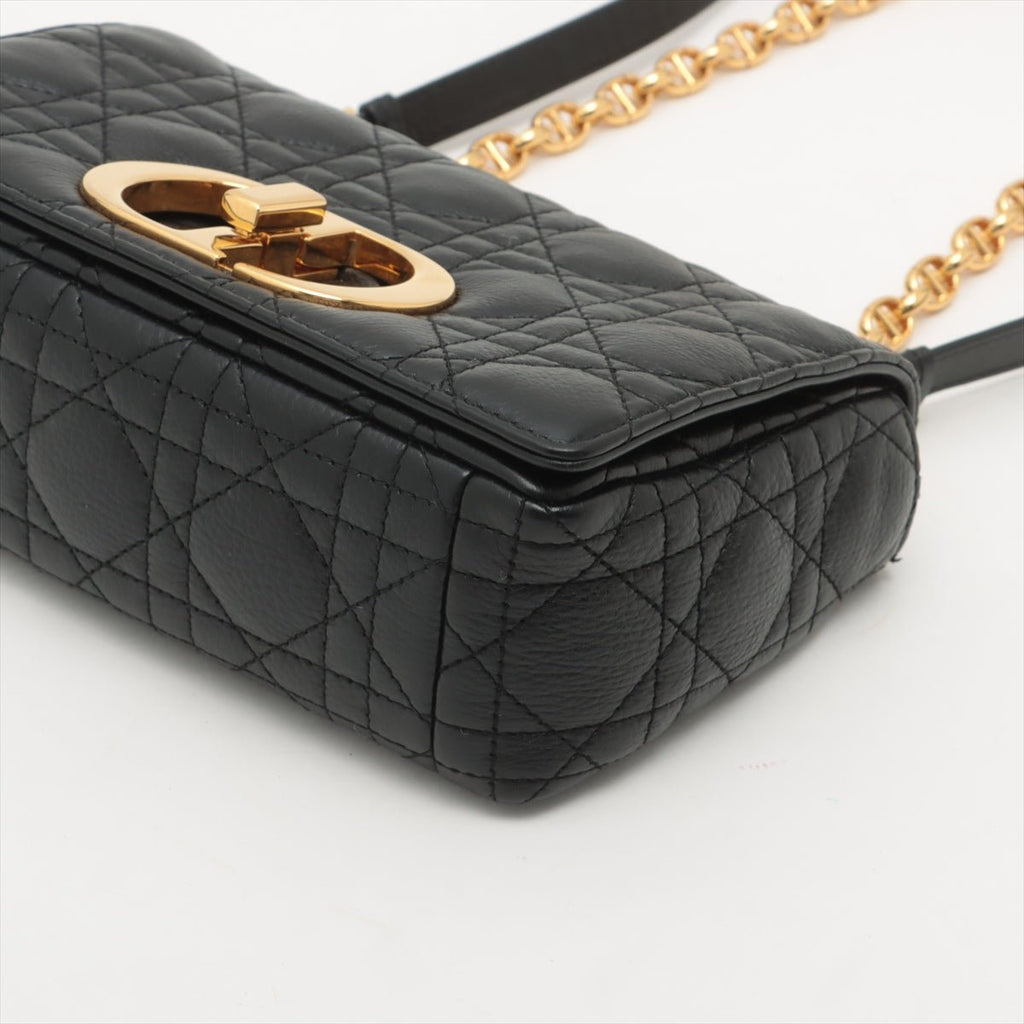 Caro Cannage Small Leather 2-Way Chain Bag Black