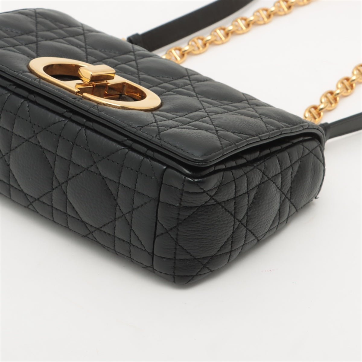 Caro Cannage Small Leather 2-Way Chain Bag Black