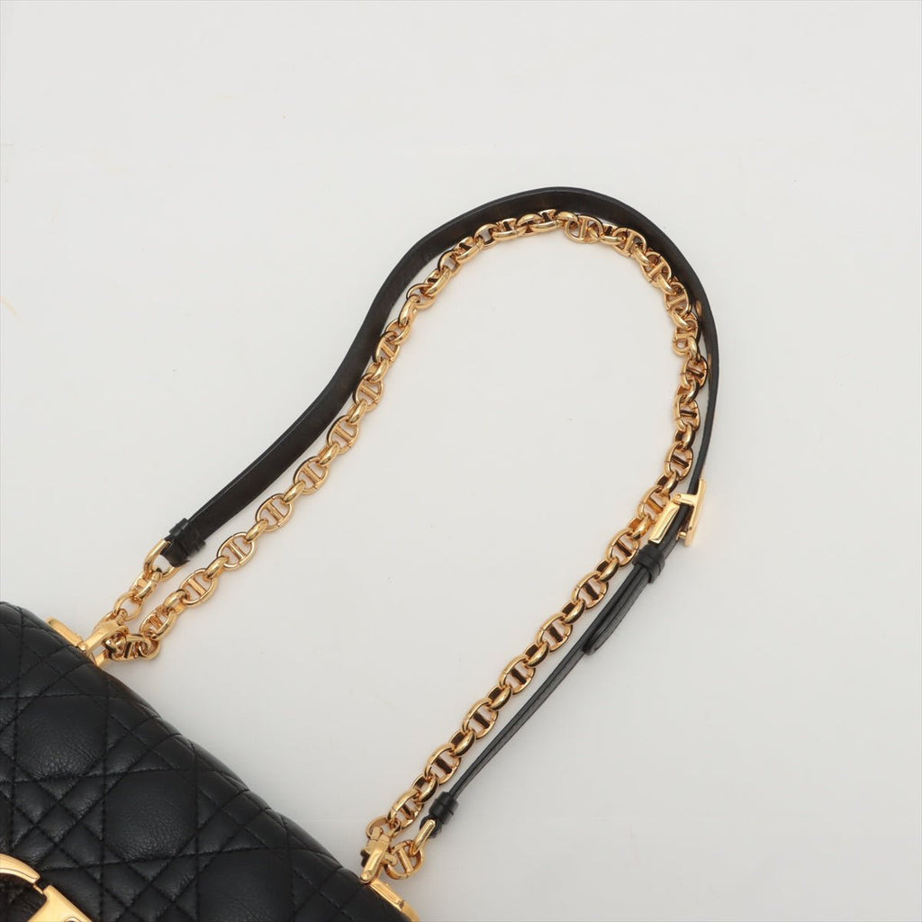 Caro Cannage Small Leather 2-Way Chain Bag Black