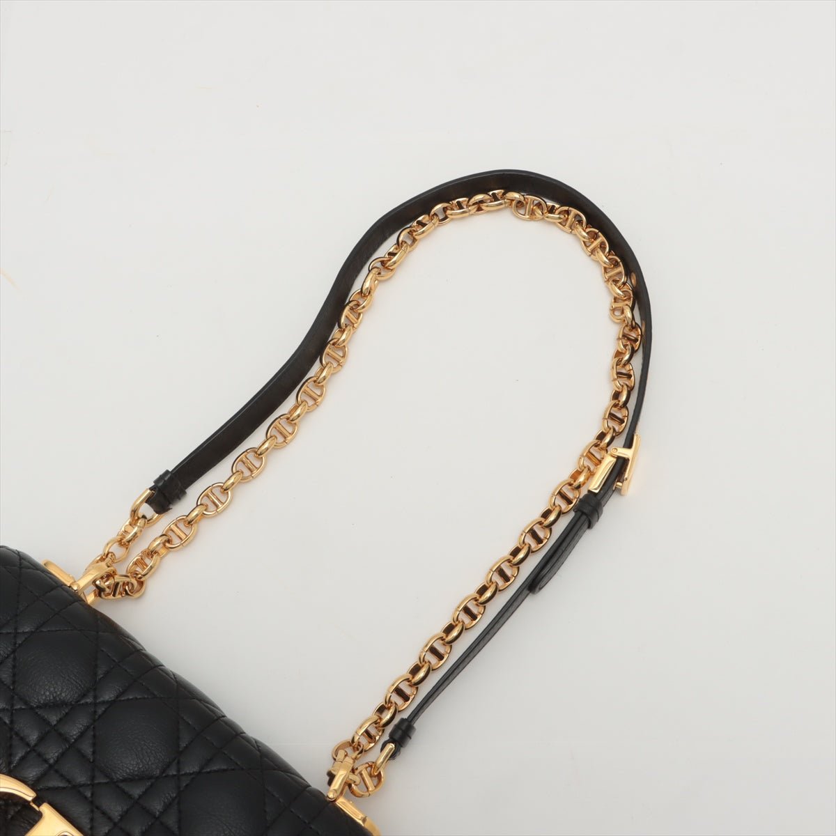 Caro Cannage Small Leather 2-Way Chain Bag Black