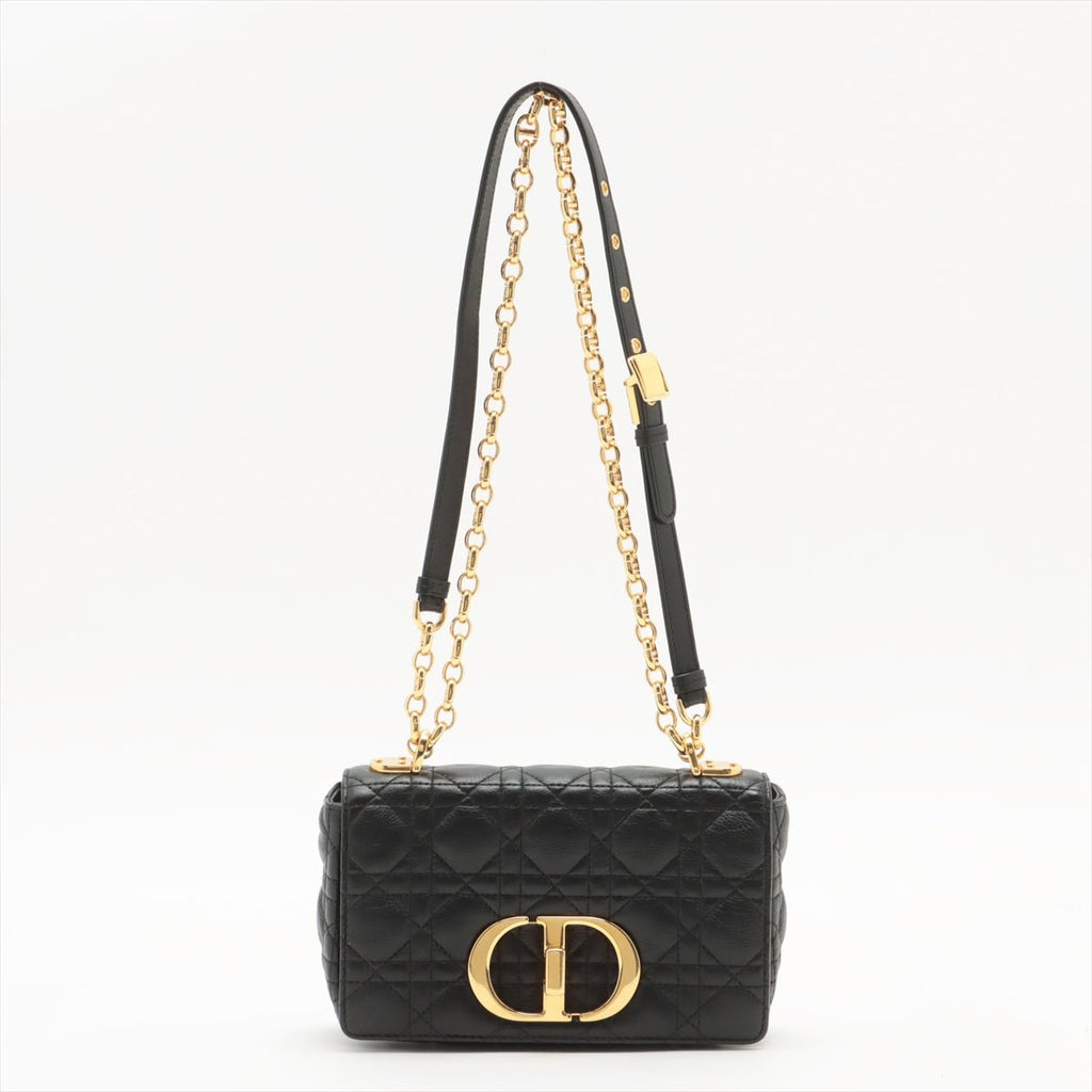 Caro Cannage Small Leather 2-Way Chain Bag Black