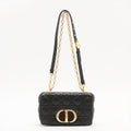 Caro Cannage Small Leather 2-Way Chain Bag Black