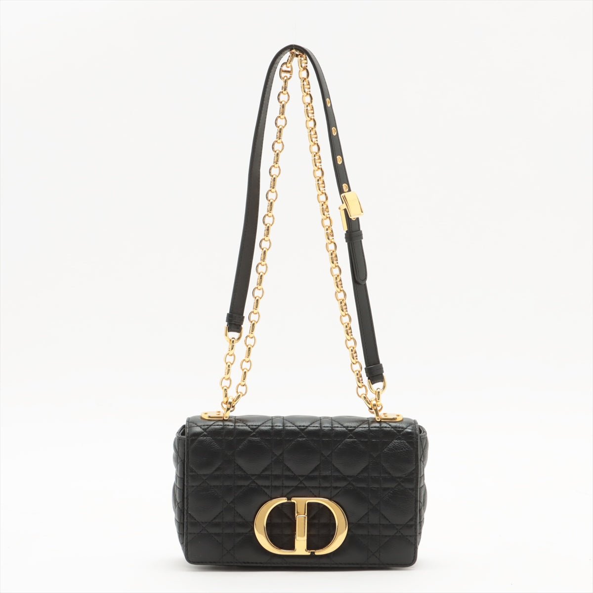 Caro Cannage Small Leather 2-Way Chain Bag Black
