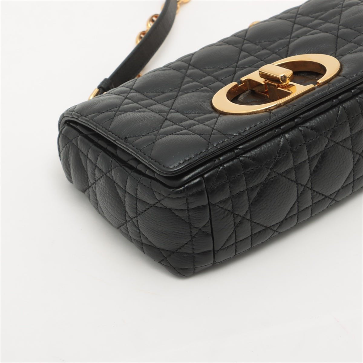 Caro Cannage Small Leather 2-Way Chain Bag Black