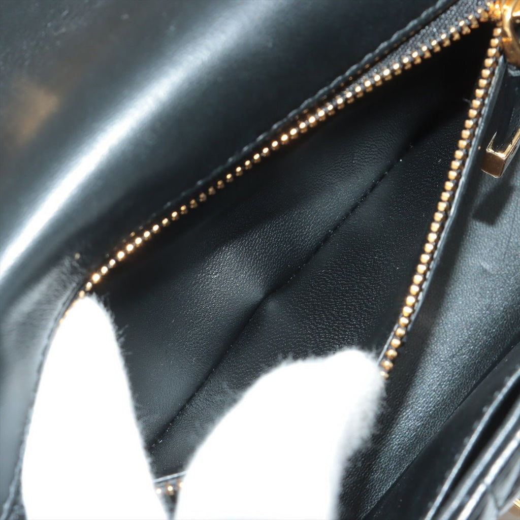 Caro Cannage Small Leather 2-Way Chain Bag Black