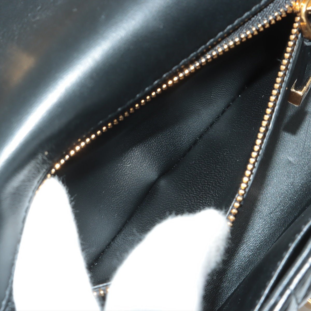 Caro Cannage Small Leather 2-Way Chain Bag Black