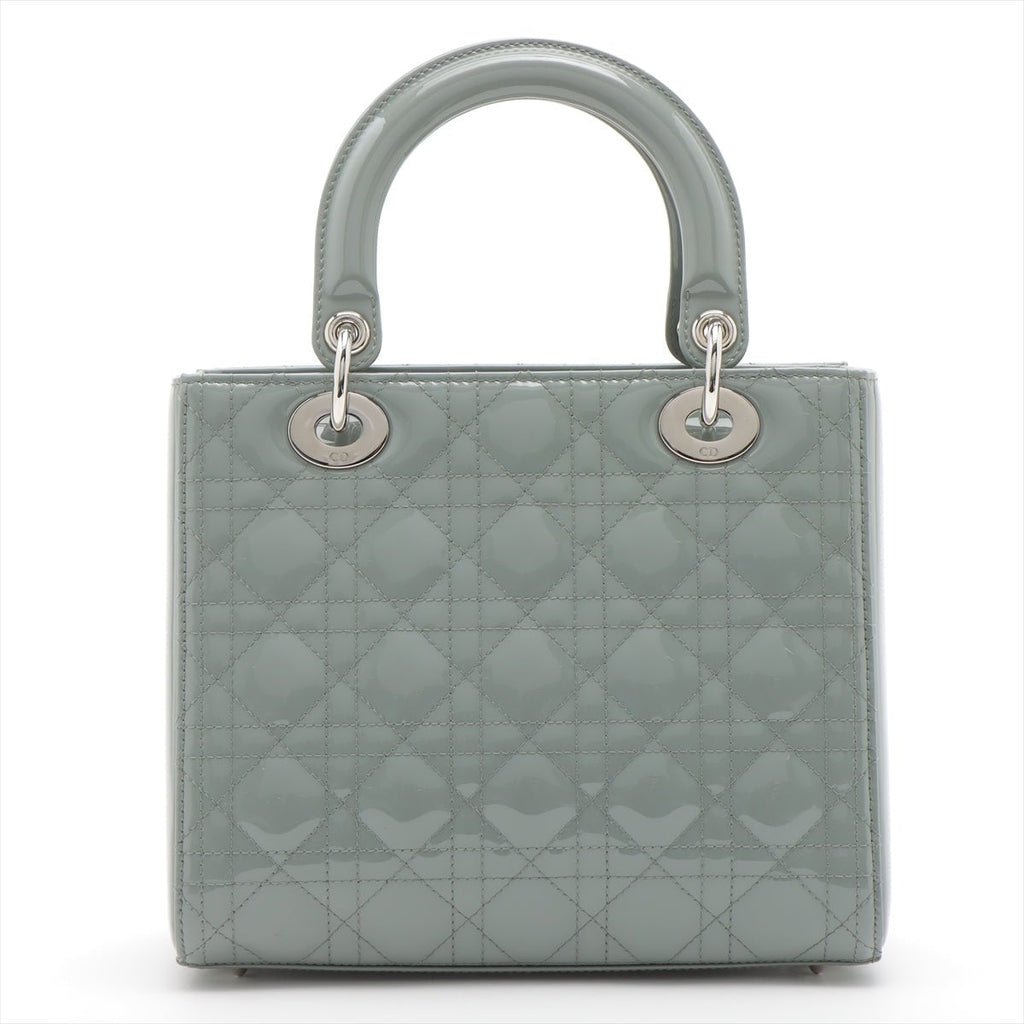 Lady Dior Grey Patent Cannage leather 2-way