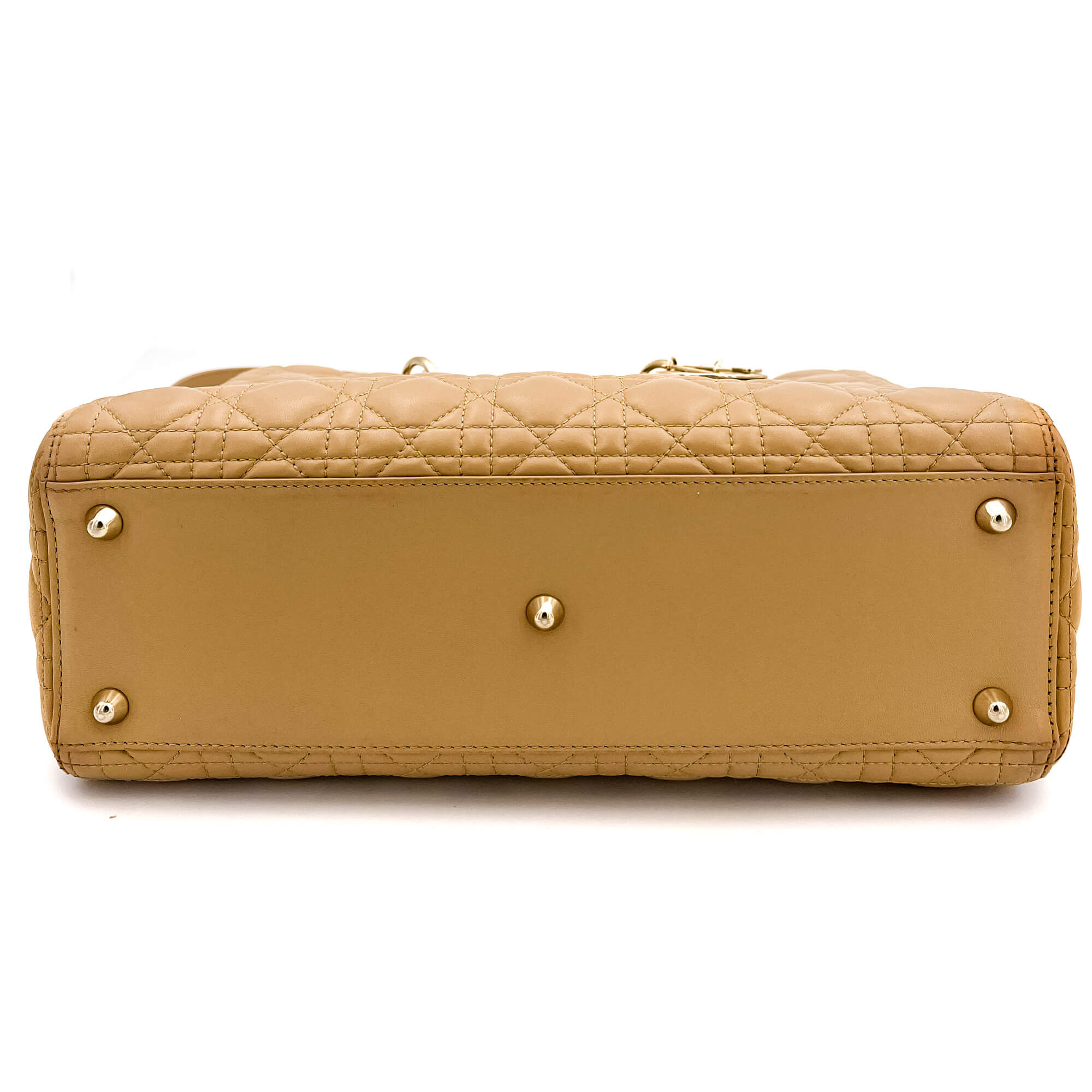 Lady Dior Large Cannage Leather Zip Beige Bag