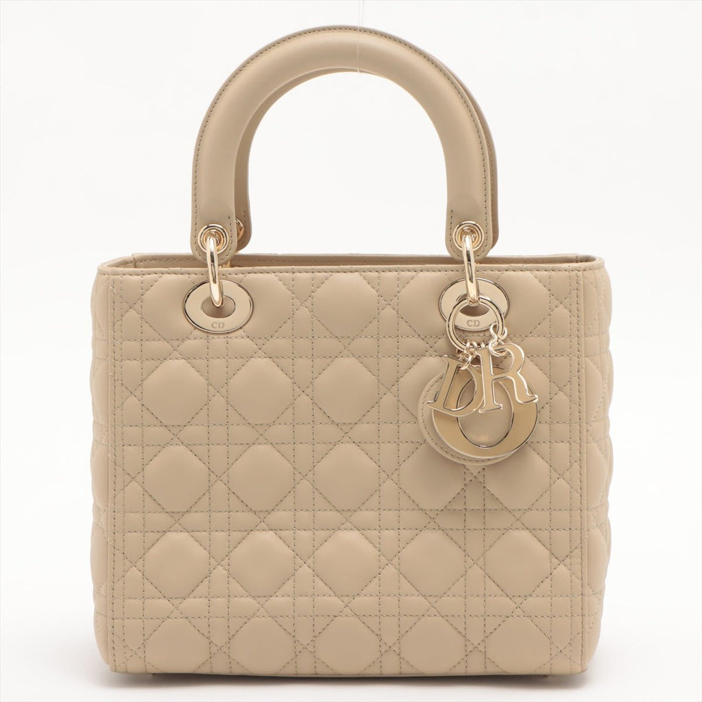 Lady Dior Medium Cannage Leather Beige Bag