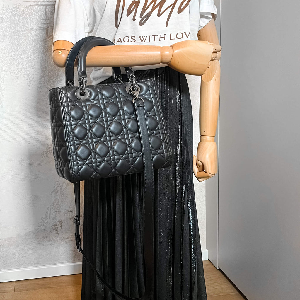 Lady Dior Medium Cannage Leather Black Bag