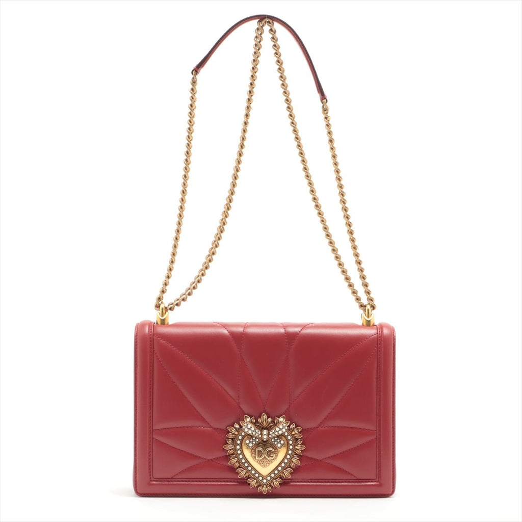 Devotion Chain Large Quilted Nappa Poppy Red Bag