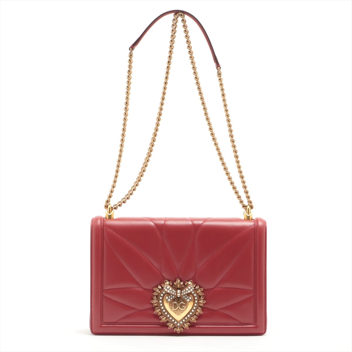 Devotion Chain Large Quilted Nappa Poppy Red Bag