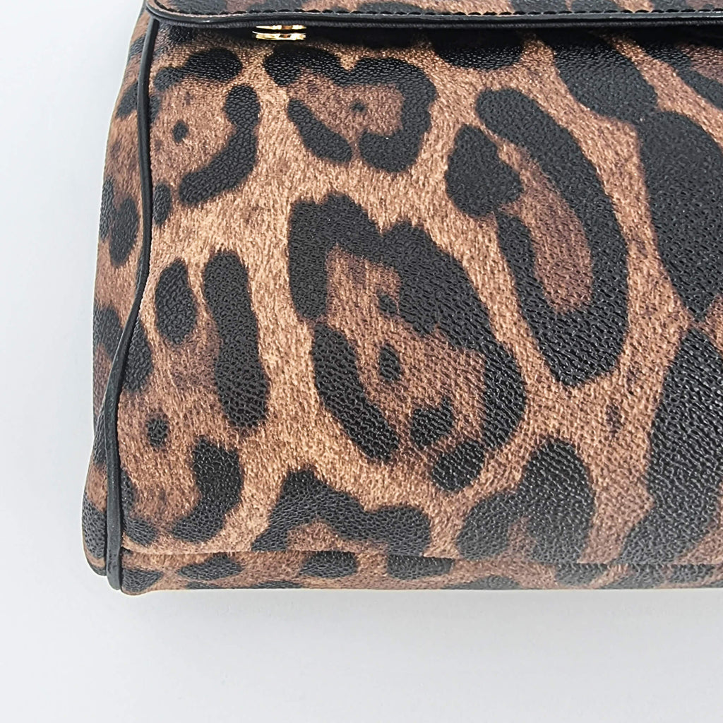 Dolce e Gabbana Black & Brown Leopard Print Sicily