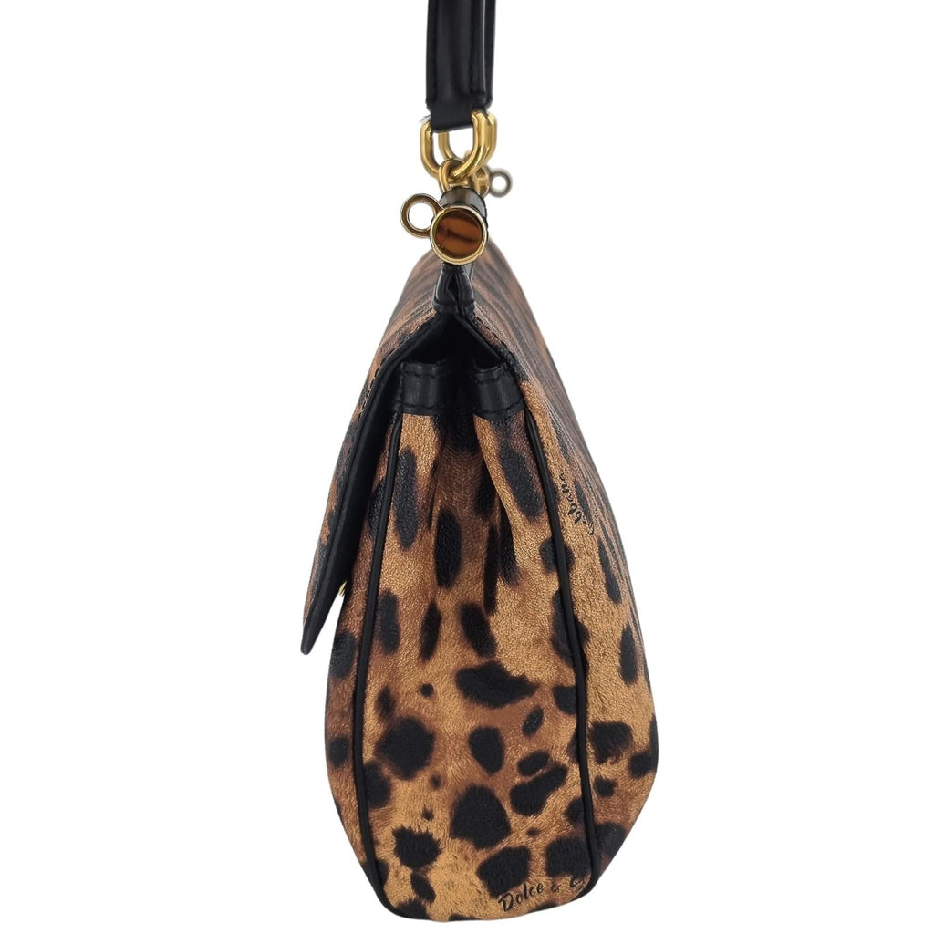Dolce e Gabbana Black & Brown Leopard Print Sicily