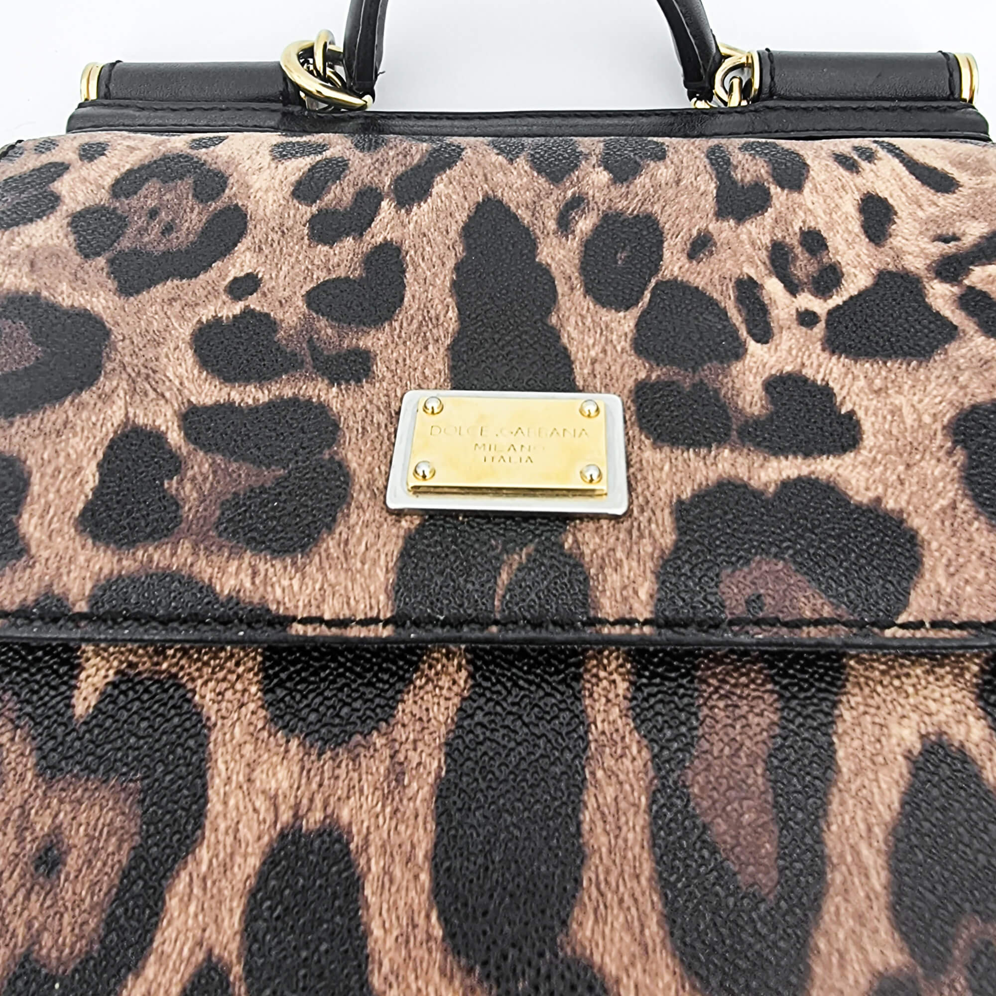 Dolce e Gabbana Black & Brown Leopard Print Sicily