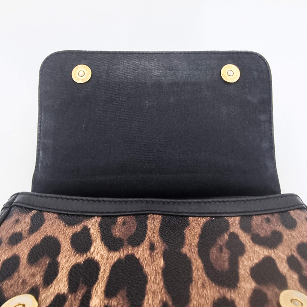 Dolce e Gabbana Black & Brown Leopard Print Sicily