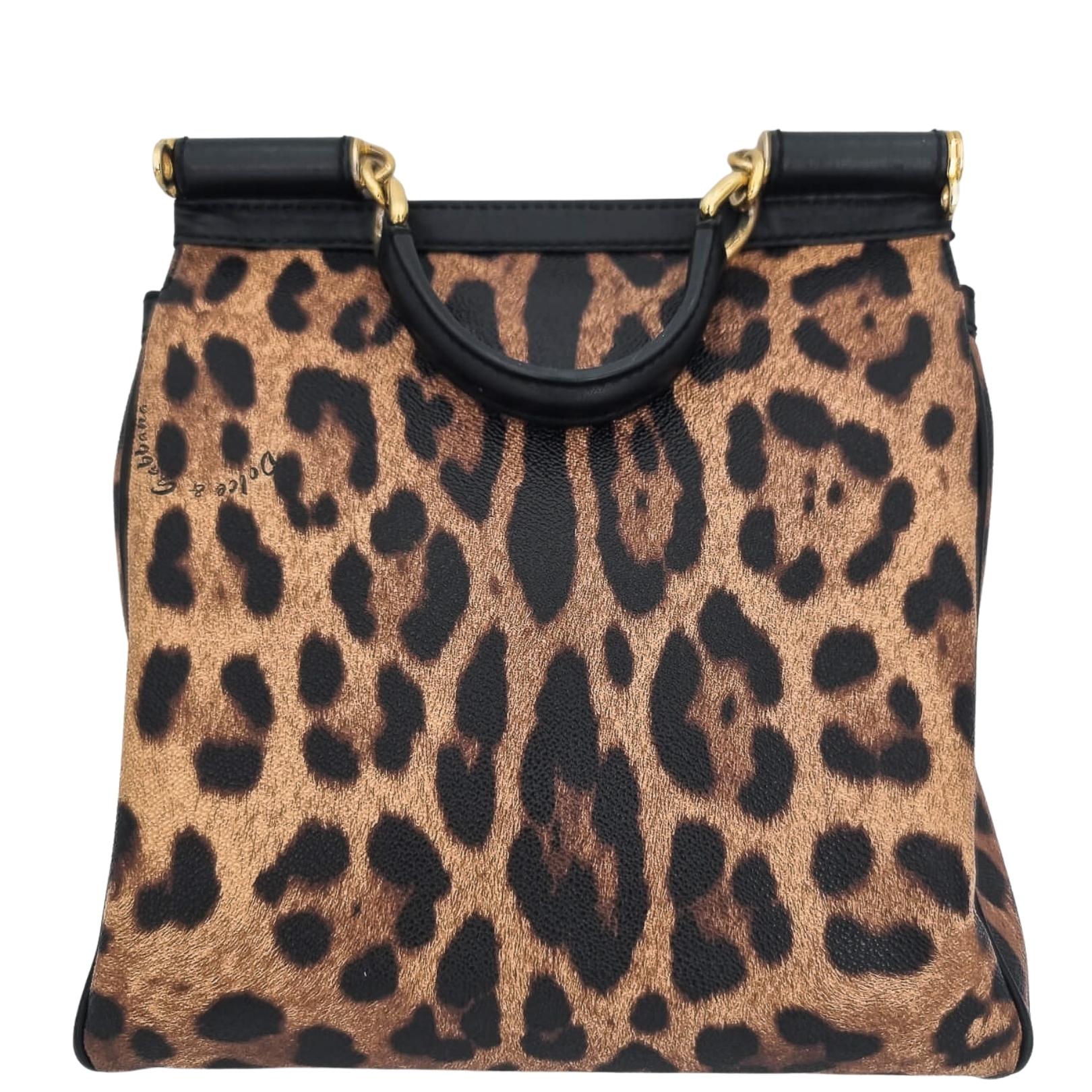 Dolce e Gabbana Black & Brown Leopard Print Sicily