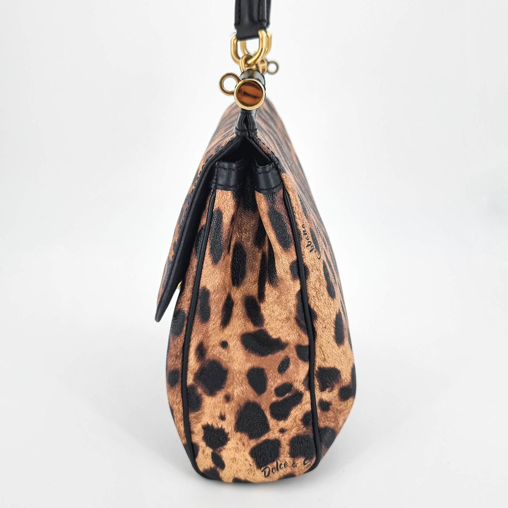 Dolce e Gabbana Black & Brown Leopard Print Sicily