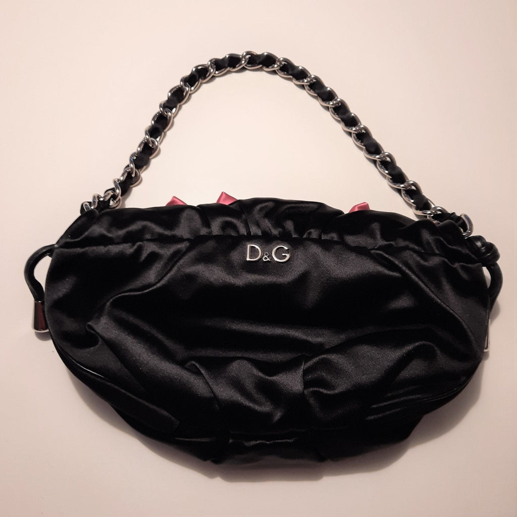 Evening Bag Satin Black and Fucsia