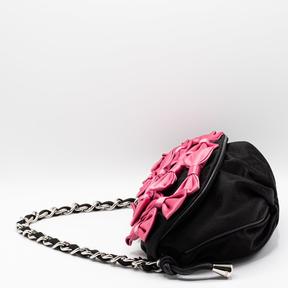 Evening Bag Satin Black and Fucsia