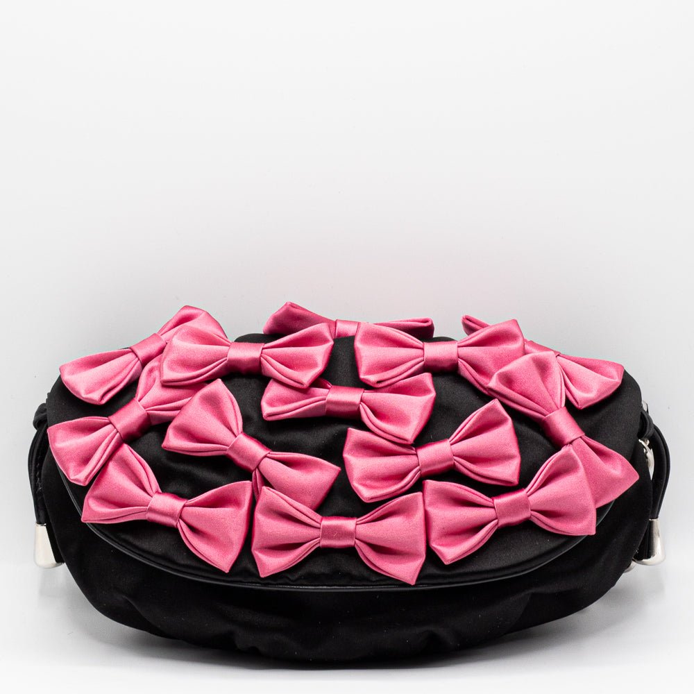 Evening Bag Satin Black and Fucsia