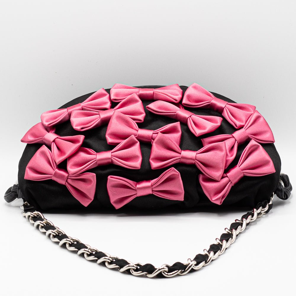 Evening Bag Satin Black and Fucsia