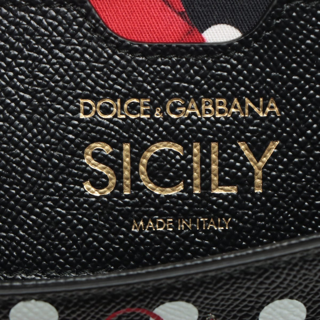Sicily Polka Dots Small Dauphine Leather Black Bag