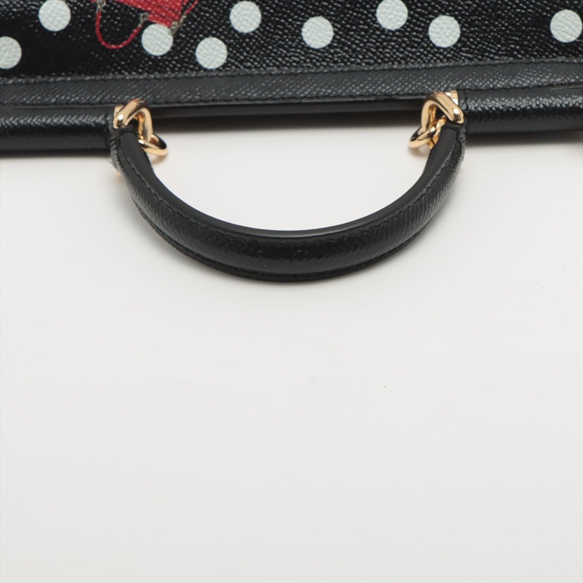 Sicily Polka Dots Small Dauphine Leather Black Bag