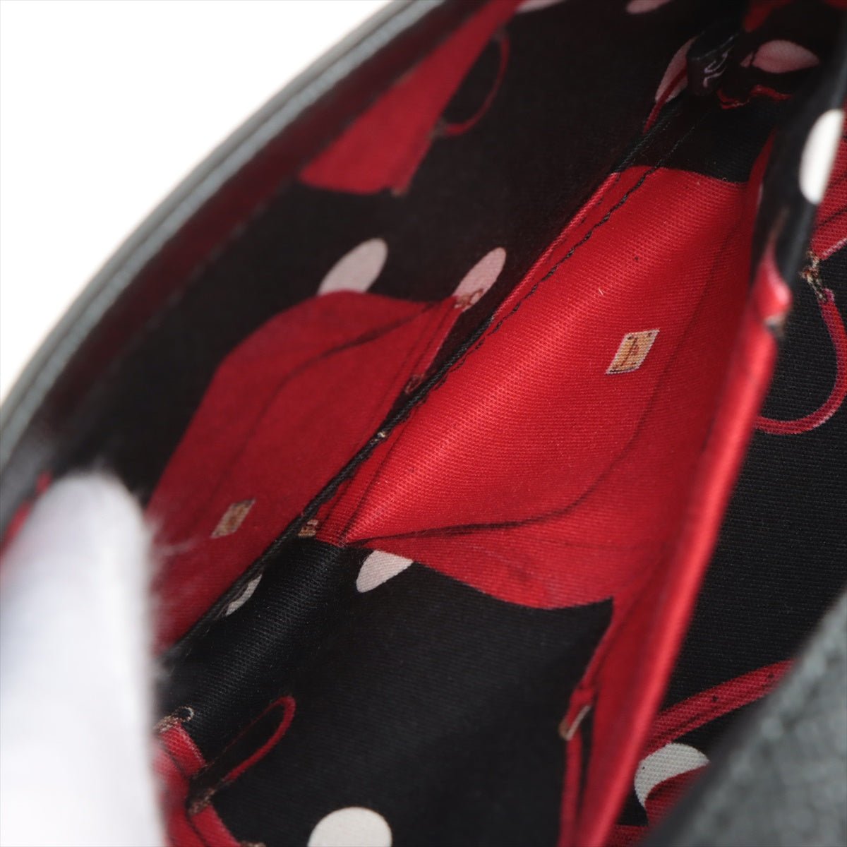 Sicily Polka Dots Small Dauphine Leather Black Bag