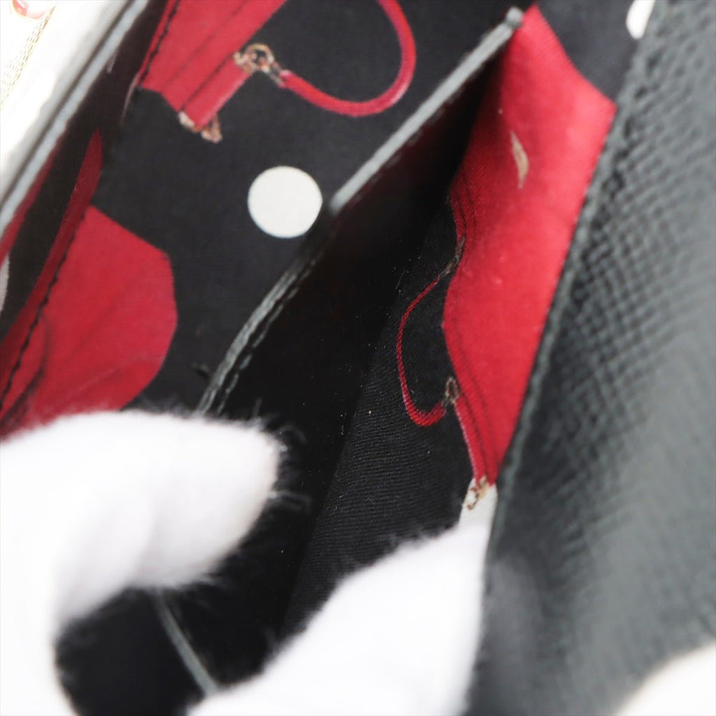 Sicily Polka Dots Small Dauphine Leather Black Bag