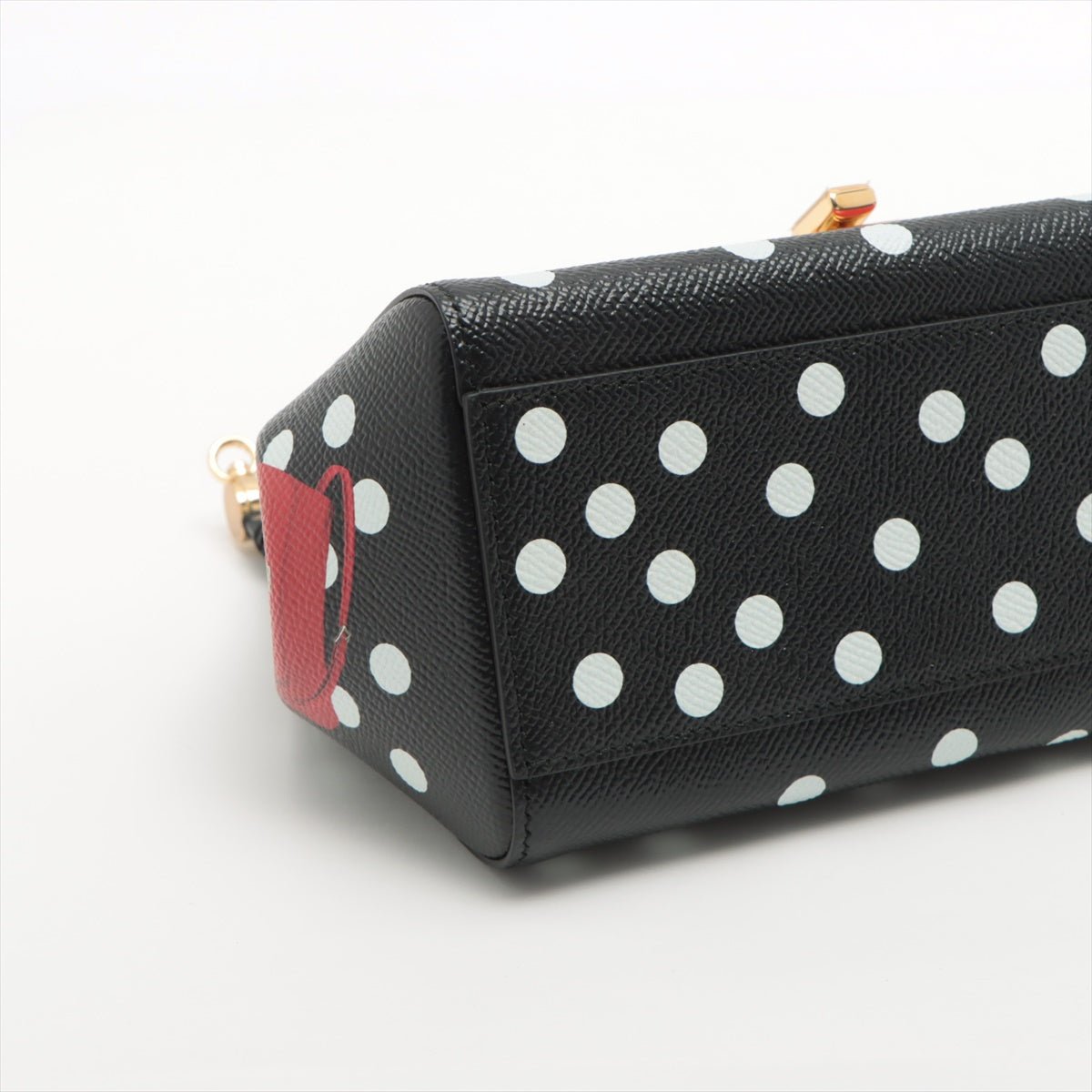 Sicily Polka Dots Small Dauphine Leather Black Bag