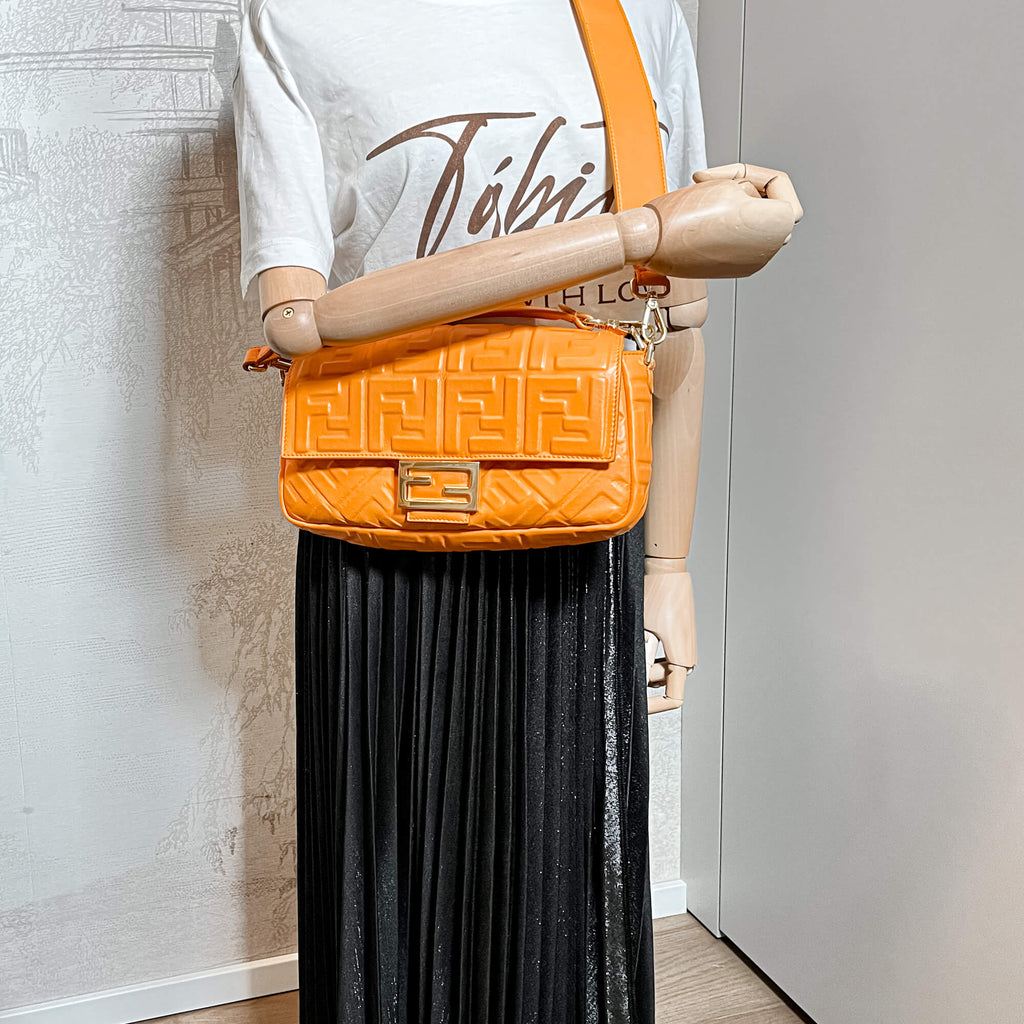 Baguette Nappa Leather Orange 2-Way Bag
