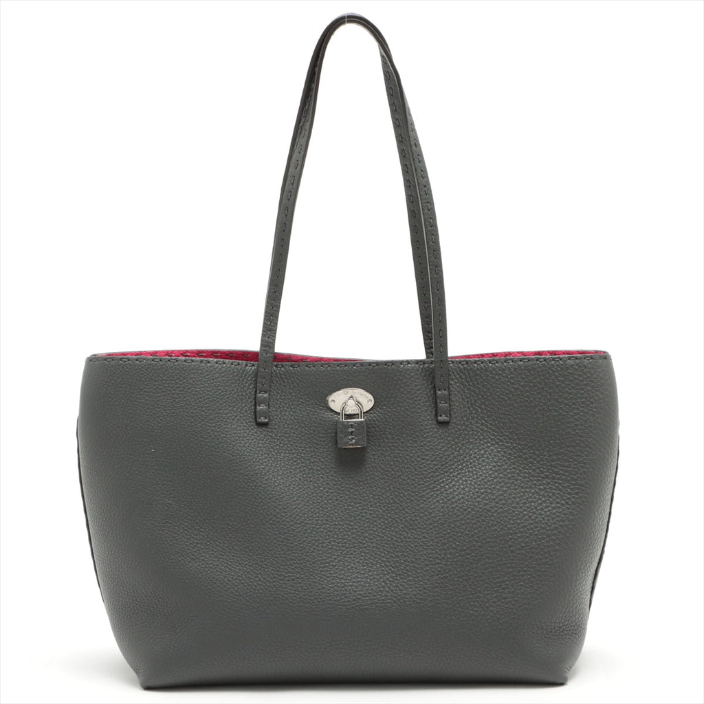 Carla Selleria Leather Grey Tote Bag