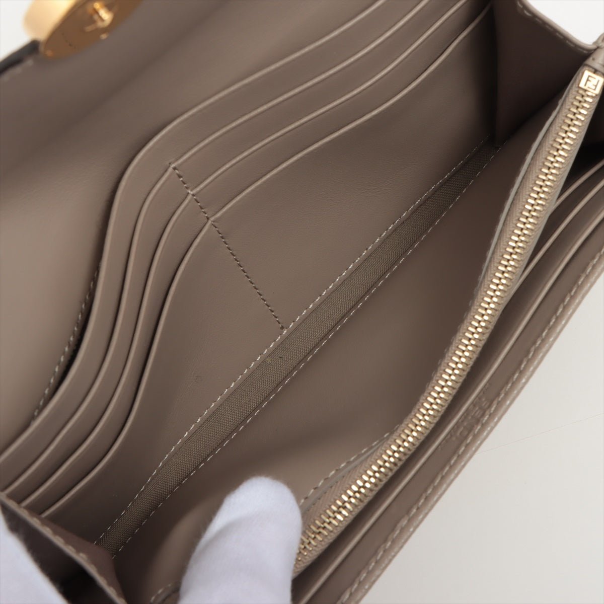 Continental Leather Wallet Beige