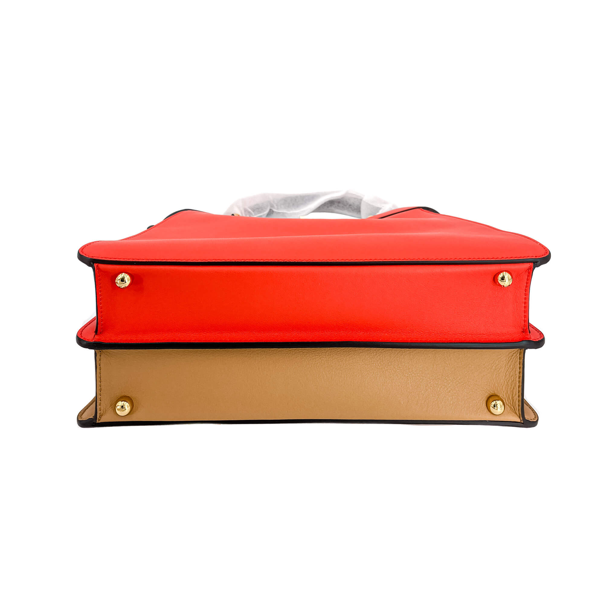 Peekaboo ISeeU Medium Leather Beige & Orange 2-Way Top-handle