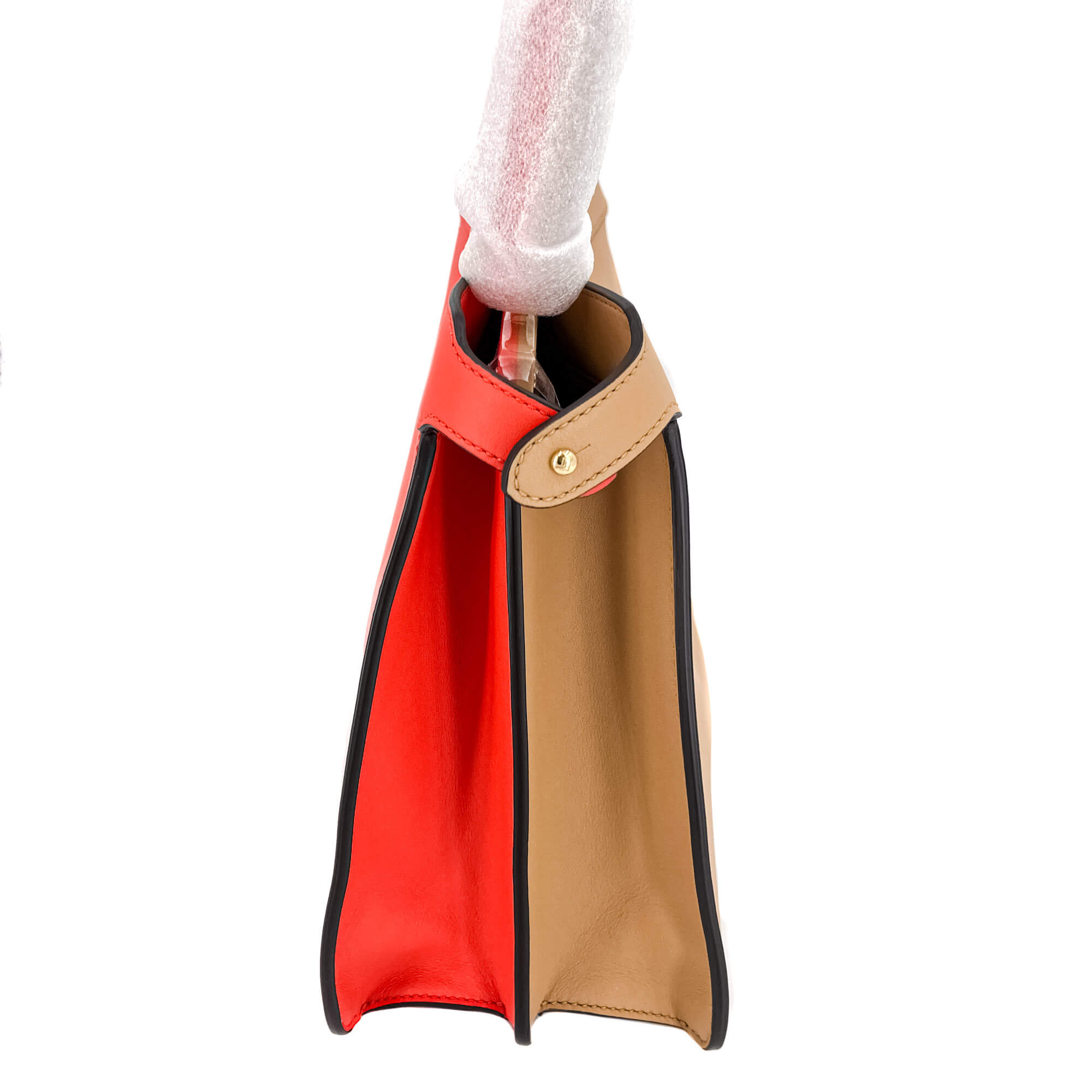 Peekaboo ISeeU Medium Leather Beige & Orange 2-Way Top-handle