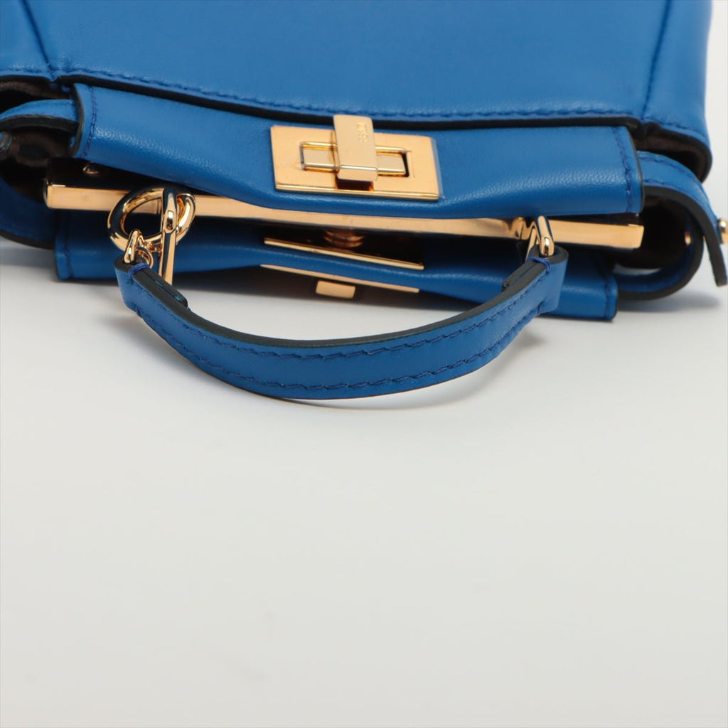 Peekaboo Micro Leather Blue 2-Way Top-handle