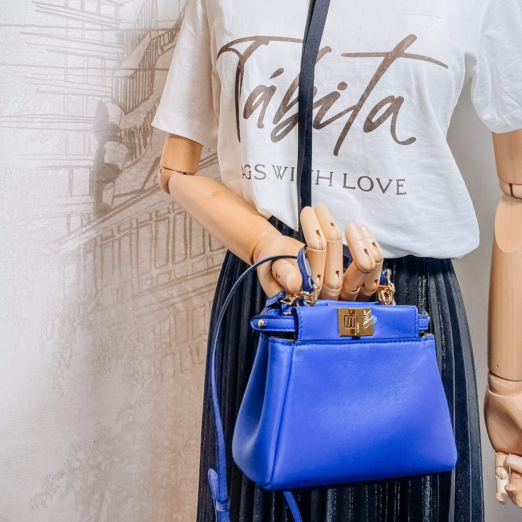 Peekaboo Micro Leather Blue 2-Way Top-handle