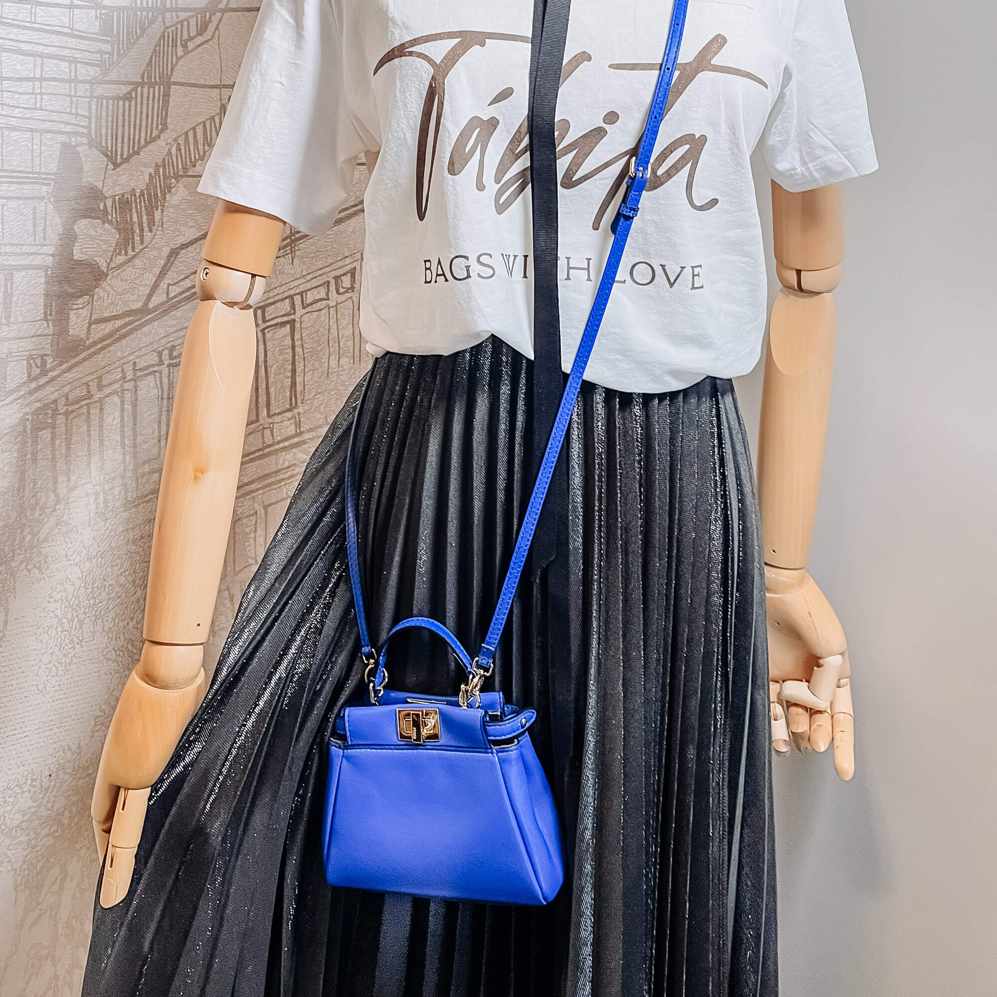 Peekaboo Micro Leather Blue 2-Way Top-handle