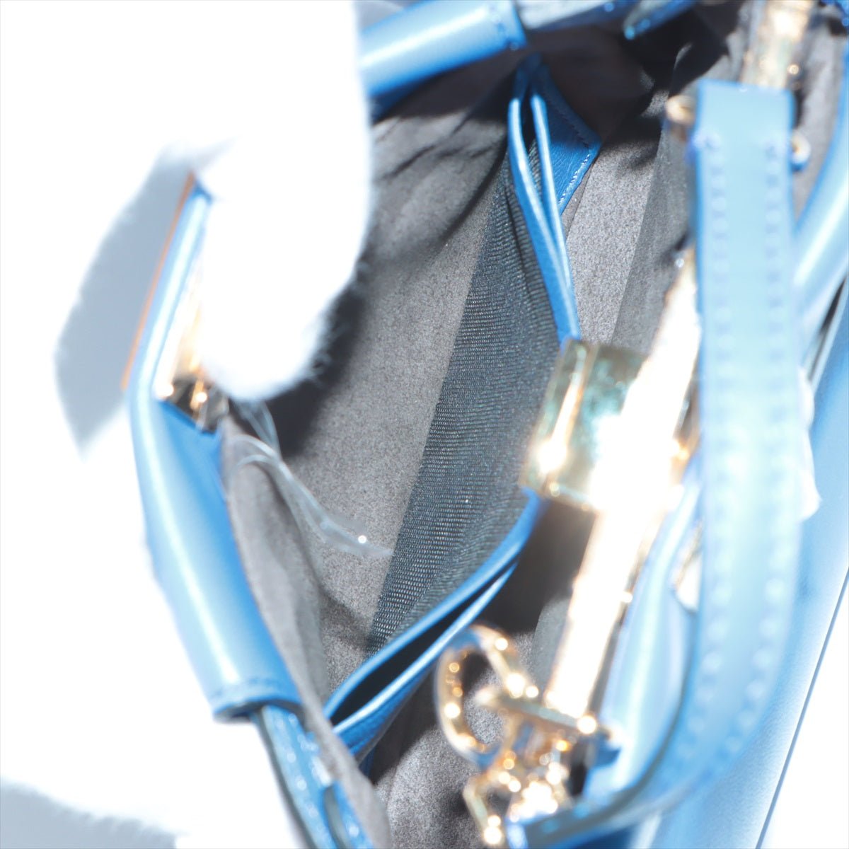 Peekaboo Micro Leather Blue 2-Way Top-handle