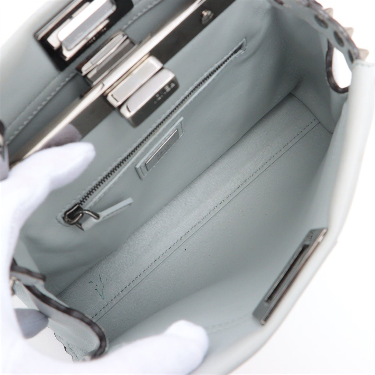 Peekaboo Mini Studded Grey Leather 2-way